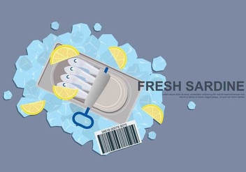 Free Canned Sardines on Ice Cube Illustration - Free vector #434225