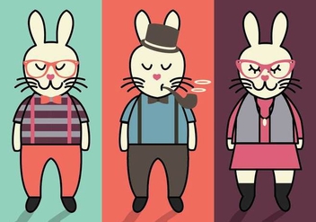 Bunny Hipster Easter Vectors - Free vector #434335