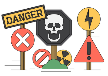 Vector Illustration of Danger Sings and Icons - бесплатный vector #434585