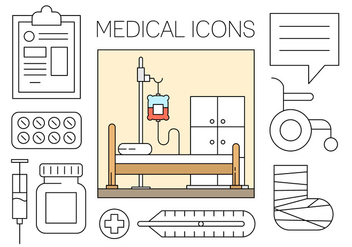 Free Medical Icons Set in Minimal Design Vector - vector gratuit #434605 