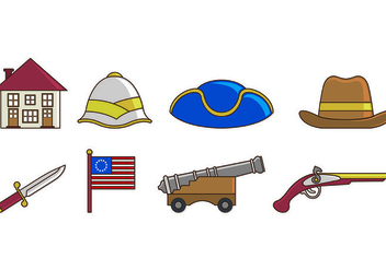 Set Of American Colonial Icons - vector gratuit #435515 