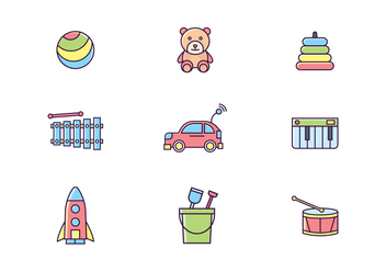 Colorful Toys Icons - vector gratuit #435555 
