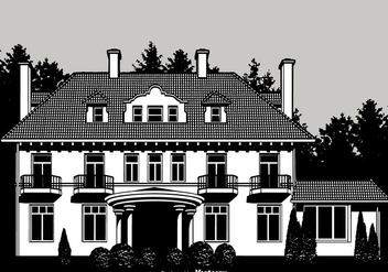 Colonial Mansion Vector Design - vector gratuit #435715 