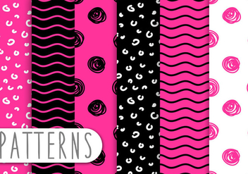 Pink And Black Pattern Set - vector gratuit #435795 