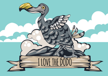I Love The Dodo Bird Illustration with Ribbon - Free vector #435925