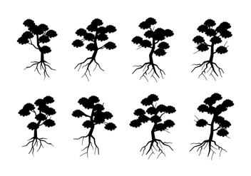 Silhouette Tree With Roots Free Vector - Free vector #435945