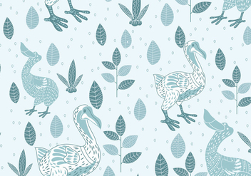 Seamless Pattern of Dodo Illustration with Scandinavian Style - Free vector #435965