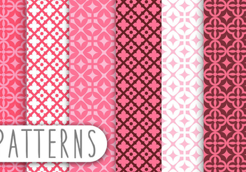 Pink Damask Decorative Pattern Set - бесплатный vector #436225