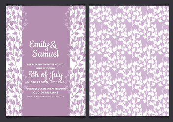 Vector Watercolor Wedding Invitation with Purple Branches - vector gratuit #436435 