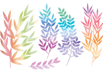 Vector Watercolor Branches and Floral Set - vector gratuit #436625 