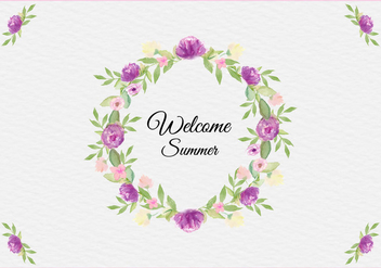 Free Vector Summer Illustration With Watercolor Floral Frame - Kostenloses vector #436745