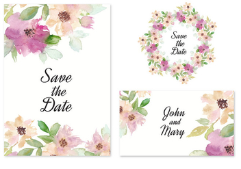 Free Vector Save The Date Invitation With Watercolor Flowers - Free vector #436815