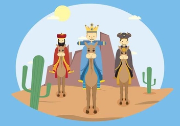 Free Three Wise Man Go To Baby Jesus's Place Illustration - Free vector #436905