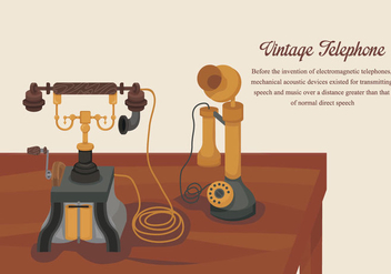Classic Vintage Gold Telephone Vector Illustration - Free vector #436915