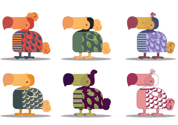 Dodo Bird Animal Cartoon Character Vector Set - бесплатный vector #437315
