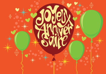 Carte Joyeux Anniversaire with Balloons and Stars - Free vector #437865