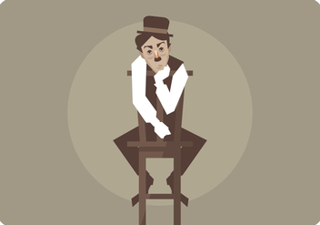 Charlie Chaplin Siting in The Chair Vector - бесплатный vector #437945
