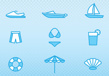 Holiday And Summer Outline Icons - бесплатный vector #438415