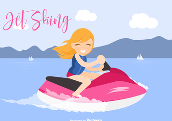 Blonde Young Girl Riding A Jet Ski - Kostenloses vector #438605