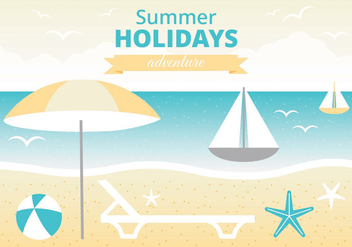 Free Summer Vacation Vector Greeting Card - vector gratuit #438745 