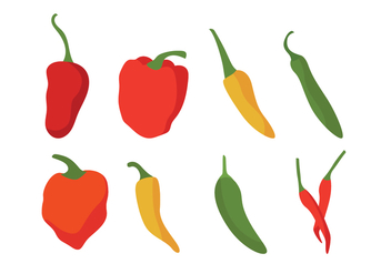 Different Chili Peppers Vector Set - Free vector #439335