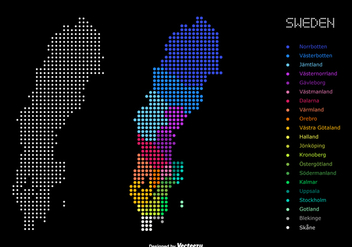 Dotted Color Map Of Administrative Divisions Of Sweden - Kostenloses vector #439385