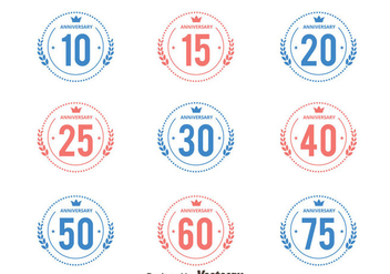 Pink And Blue Anniversary Badge Collection Vectors - Free vector #439425