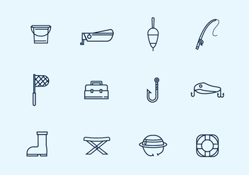 Outline Fishing Icons - Free vector #439455