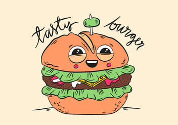 Cute Character Burger Smiling With Quote - Free vector #439865