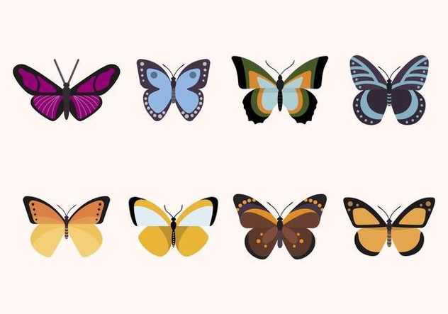 Flat Butterfly Vectors - Free vector #439875