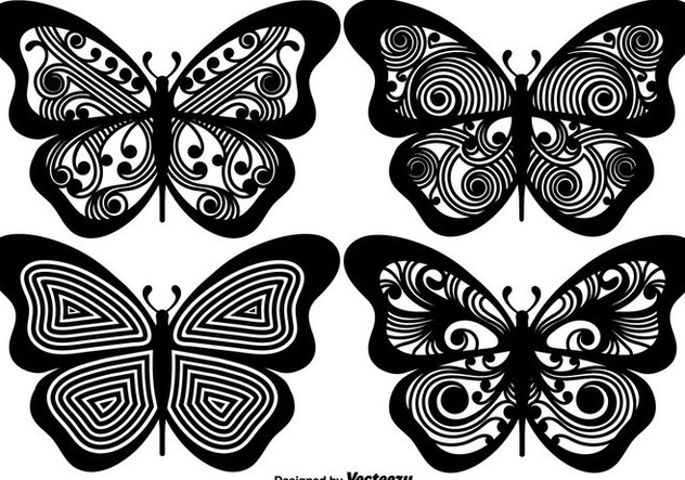 Vector Ornamented Butterfly Silhouettes - vector gratuit #440065 