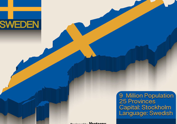 Vector Sweden Flag On 3d Map - Free vector #440085