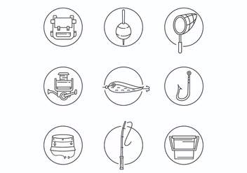 Thin Line Fishing Equipment Icons - бесплатный vector #440145