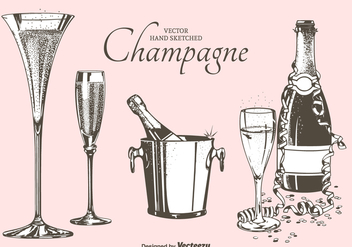 Fizz Champagne Flutes, Bottles And Bucket Vector Illustration - vector gratuit #440185 