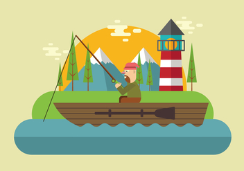 Fishing On The Lake Vector - vector gratuit #440195 