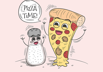 Funny Pizza And Salt Character for Pizza Time - Kostenloses vector #440315