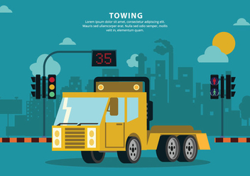 Towing City Mechanic Service Vector Background Illustration - vector gratuit #440455 