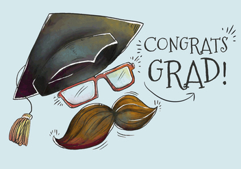 Cute Grad Hat With Mustache for Graduation Season Vector - бесплатный vector #440475
