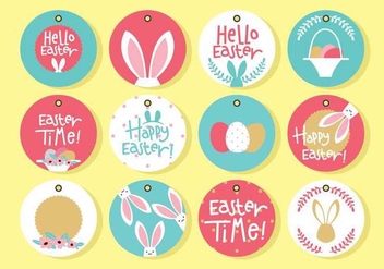 Circle Easter Gift Tag - vector gratuit #440565 
