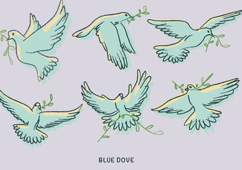 White Blue Dove Paloma Doodle Illustration Vector - Free vector #440575