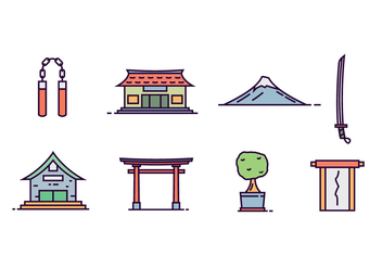 Japanese Culture Objects - vector #440695 gratis