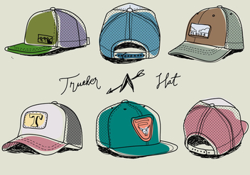 Hand Drawn Colorful Trucker Hat Vector Illustration - Free vector #440705