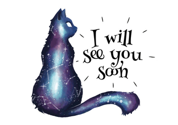 Galaxy With Cat Silhouette And Quote - vector gratuit #440725 
