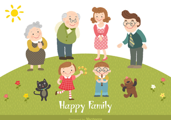 Happy Family Cartoon Vector Illustration - бесплатный vector #440925