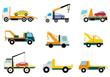 Free Flat Truck Tow Icons Vector - vector gratuit #441625 