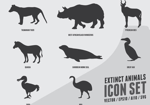 Extinct Animals Silhouette - vector gratuit #441725 