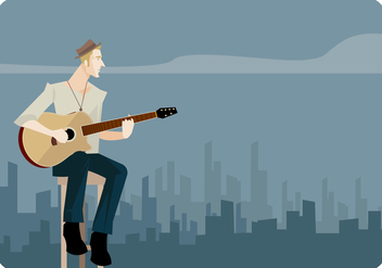 Young Man Singing And Playing Guitar Vector - Kostenloses vector #441795