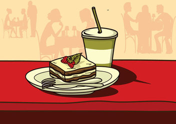 Tiramisu Cake In A Restaurant Vector - бесплатный vector #441805