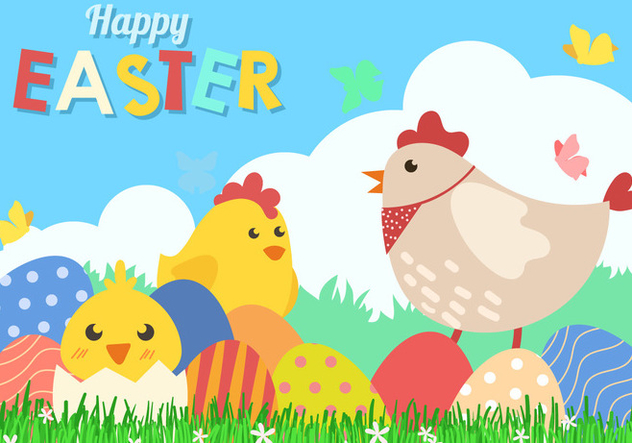 Fun Happy Easter Background Vector - Free vector #441955