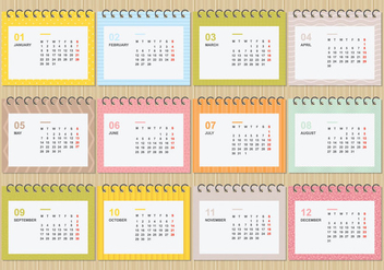 Free Desktop Calendar 2018 With Soft Colour Template Illustration - бесплатный vector #442225